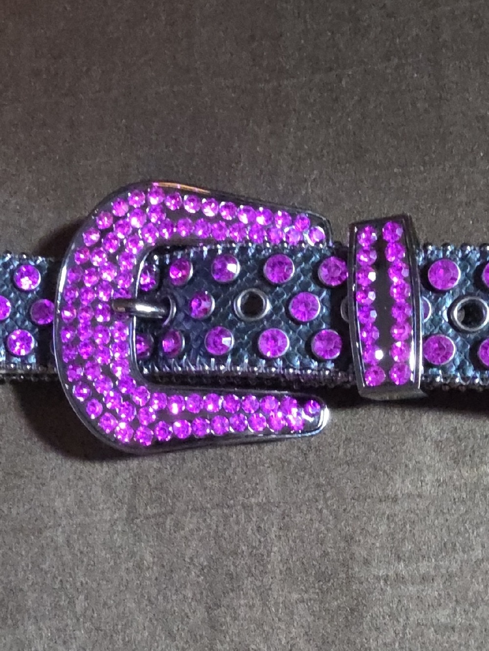 Crystal-Embellished Purple Rhinestone Belt with Decorative Buckle